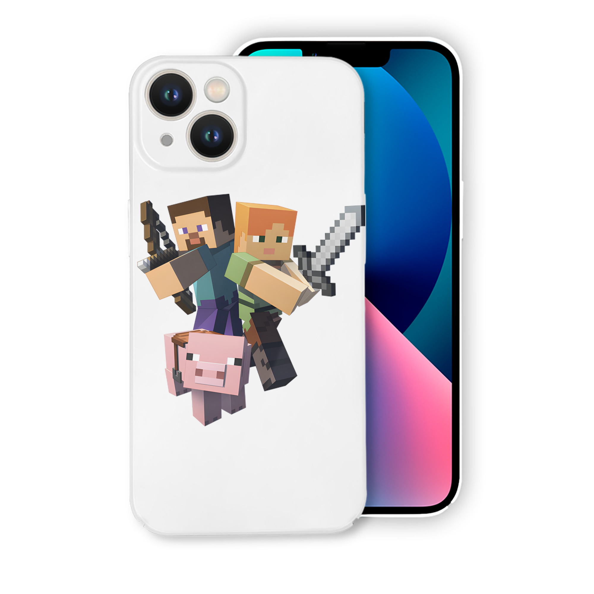 （画像用） マインクラフト ブロックの世界 Minecraft MC Block world 【iPhone 14シリーズ対応】ハードケース